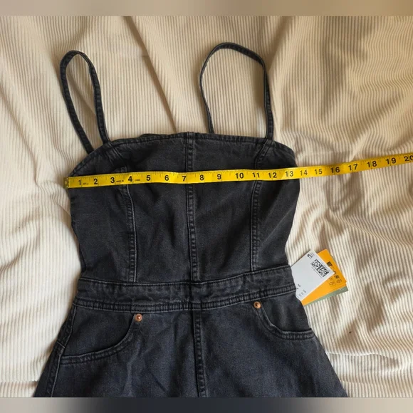 Zara Strappy Denim Maxi Dress Black Sze S BNWT - Picture 5 of 15